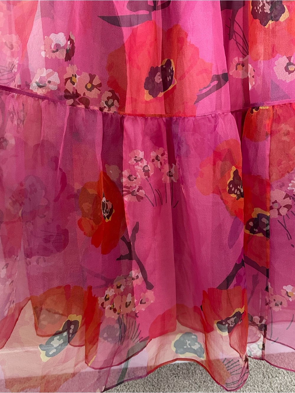 STAUD Hyacinth Tiered Floral Organza Pink Dress SZ S - Picture 4 of 8